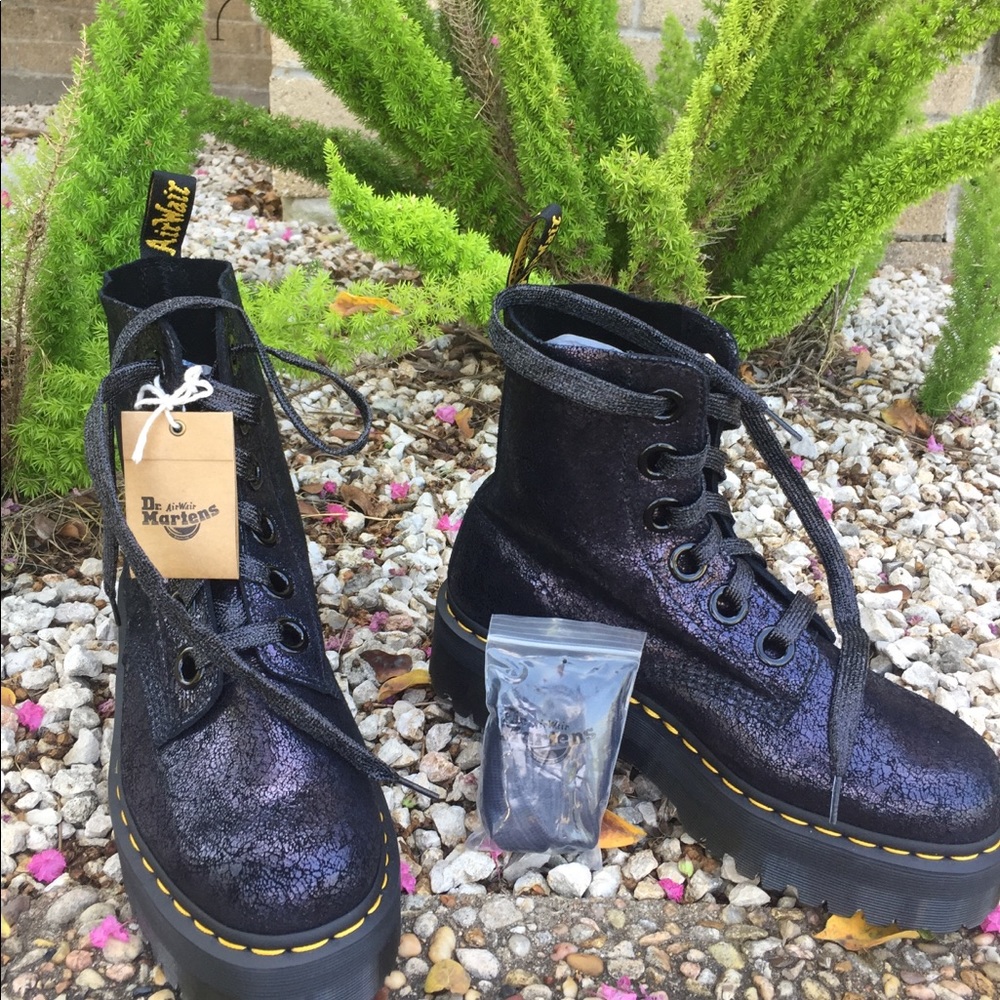 Dr. Martens Molly Iridescent Crackle Boots.